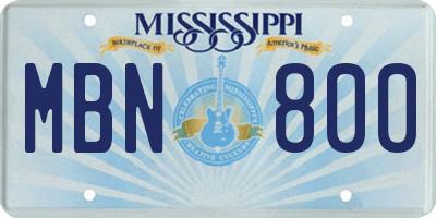 MS license plate MBN800