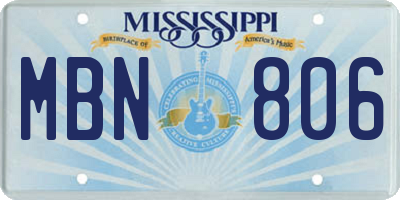 MS license plate MBN806