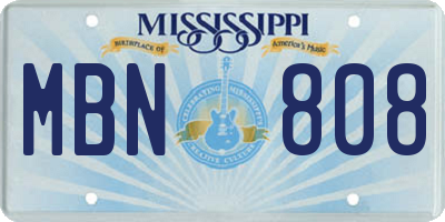 MS license plate MBN808