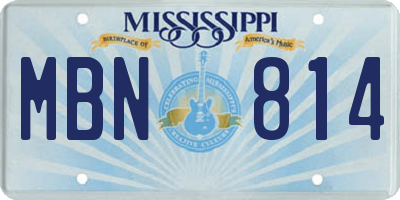 MS license plate MBN814