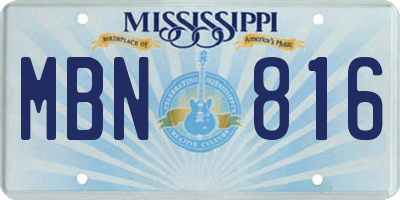 MS license plate MBN816