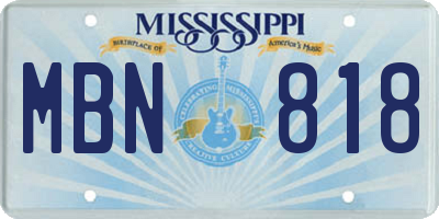 MS license plate MBN818