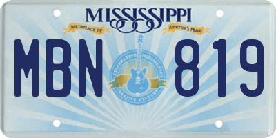 MS license plate MBN819