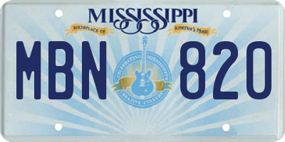 MS license plate MBN820