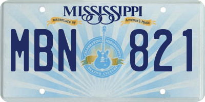 MS license plate MBN821