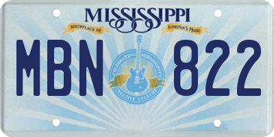 MS license plate MBN822