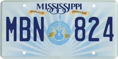 MS license plate MBN824