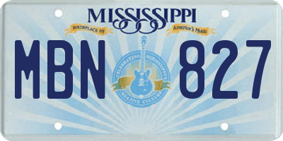 MS license plate MBN827