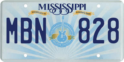 MS license plate MBN828