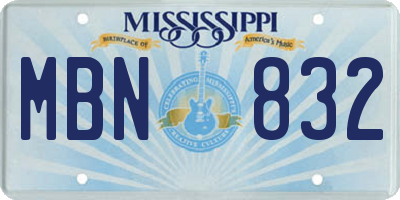 MS license plate MBN832