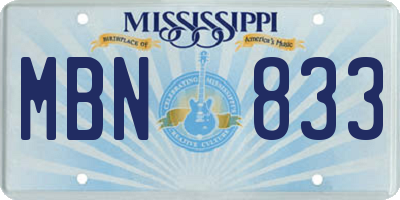 MS license plate MBN833