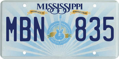 MS license plate MBN835