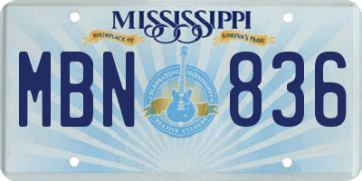 MS license plate MBN836