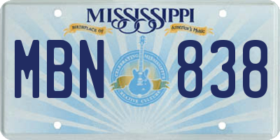 MS license plate MBN838