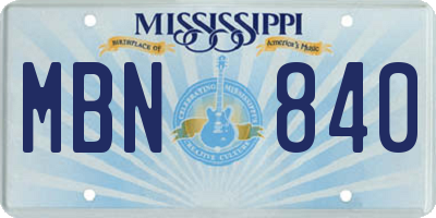 MS license plate MBN840