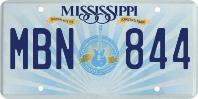 MS license plate MBN844