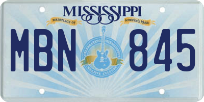 MS license plate MBN845