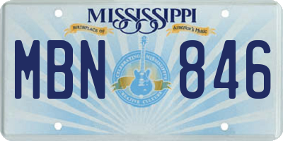 MS license plate MBN846