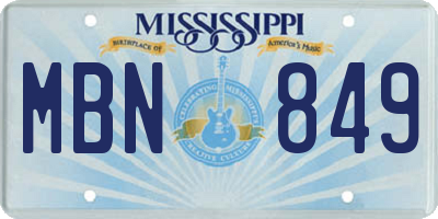 MS license plate MBN849