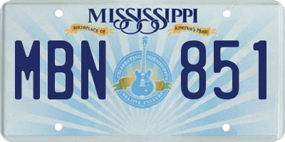 MS license plate MBN851