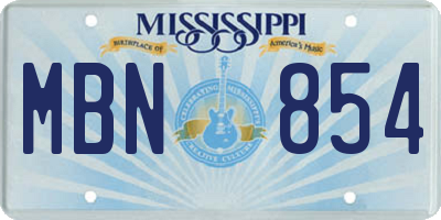 MS license plate MBN854