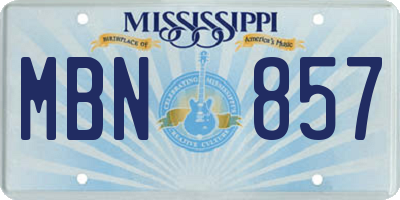 MS license plate MBN857