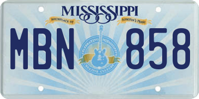 MS license plate MBN858