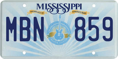 MS license plate MBN859