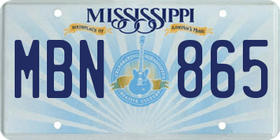 MS license plate MBN865