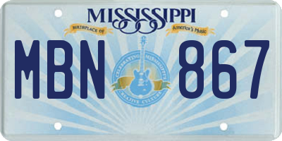 MS license plate MBN867
