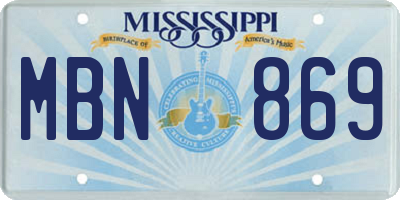 MS license plate MBN869