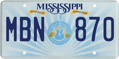 MS license plate MBN870