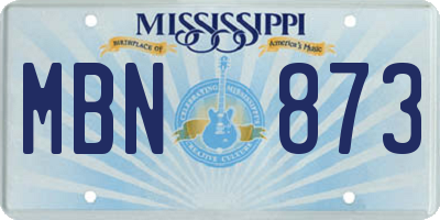 MS license plate MBN873