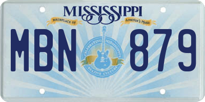 MS license plate MBN879