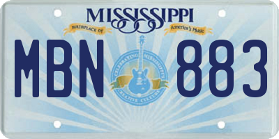 MS license plate MBN883