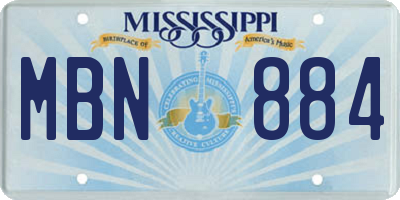 MS license plate MBN884