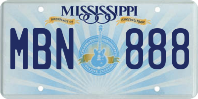 MS license plate MBN888