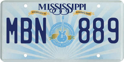 MS license plate MBN889