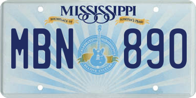 MS license plate MBN890