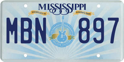 MS license plate MBN897