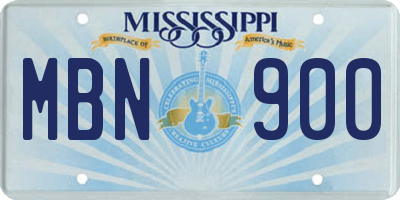 MS license plate MBN900