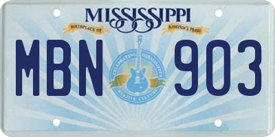 MS license plate MBN903