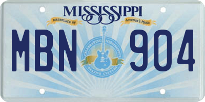 MS license plate MBN904