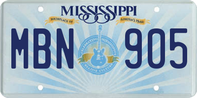 MS license plate MBN905
