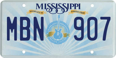 MS license plate MBN907