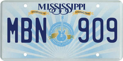MS license plate MBN909