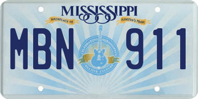 MS license plate MBN911