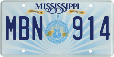 MS license plate MBN914