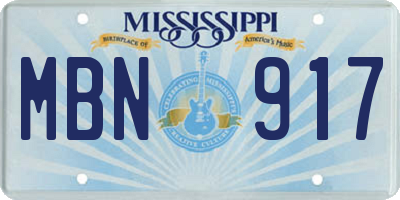 MS license plate MBN917