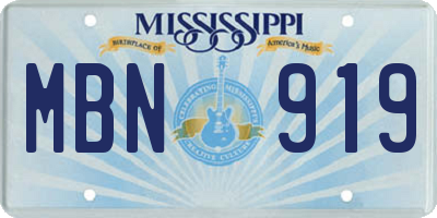 MS license plate MBN919